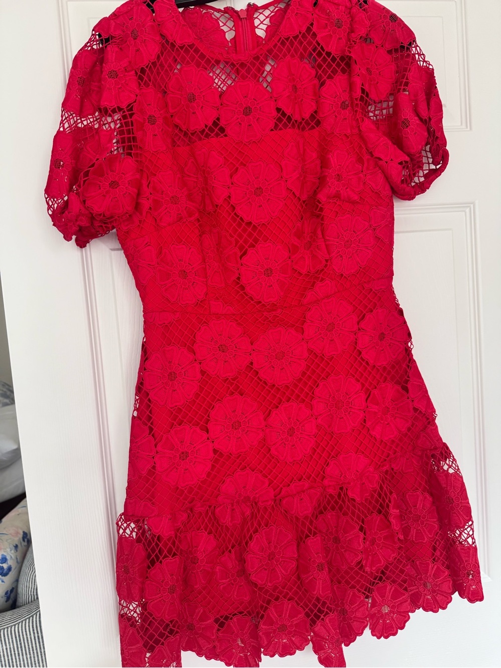 Milly Yasmin Red Lace Floral Mini Dress - Women